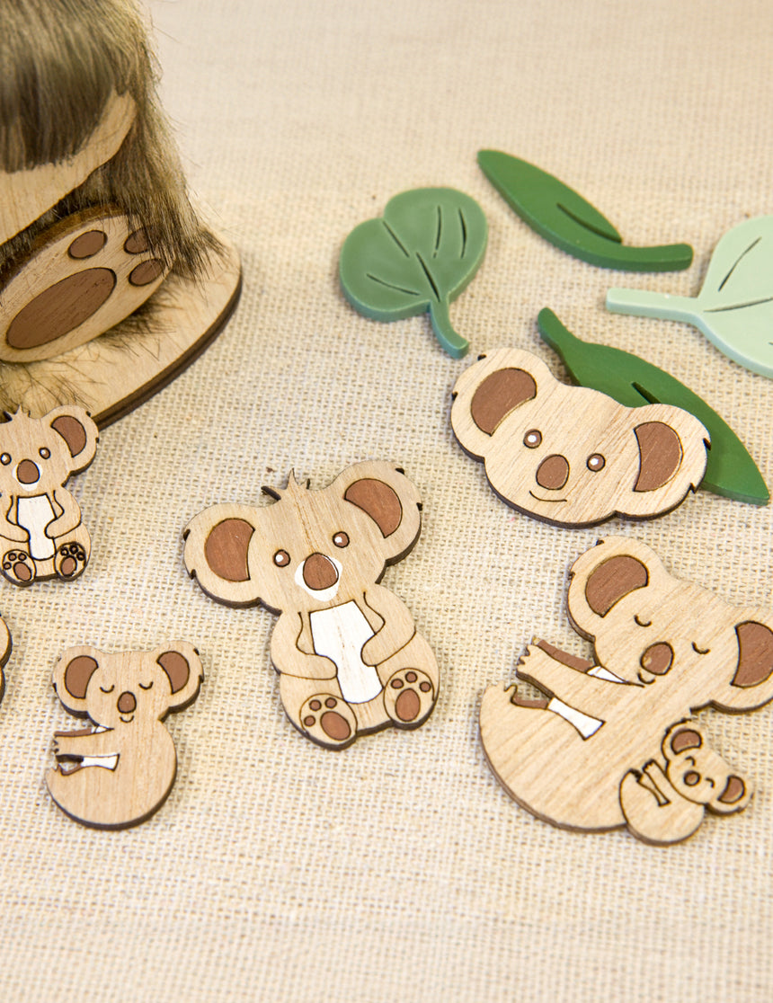 6 confettis en bois koala 3,5 cm décoration naturelle