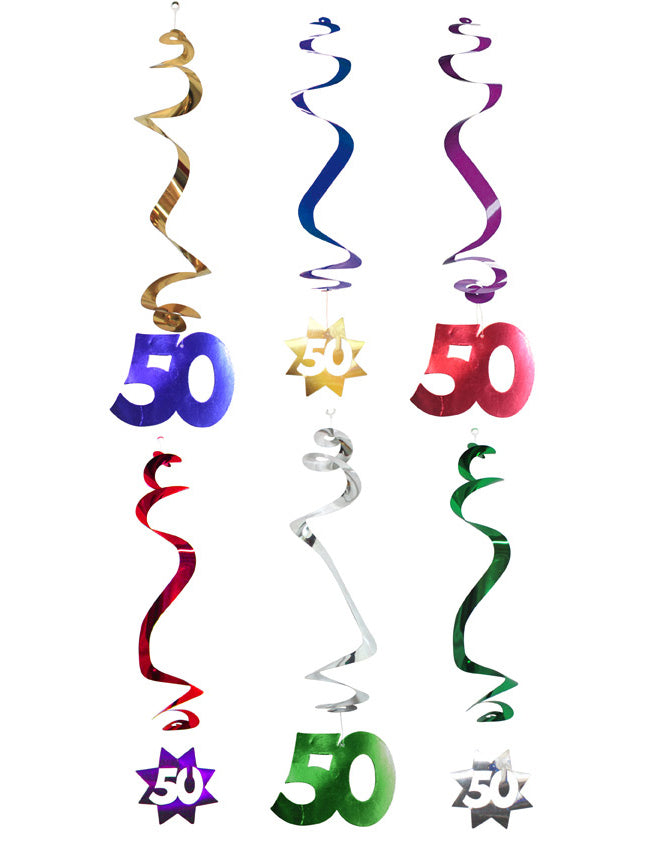 6 Décorations à suspendre spirale 50 ans
