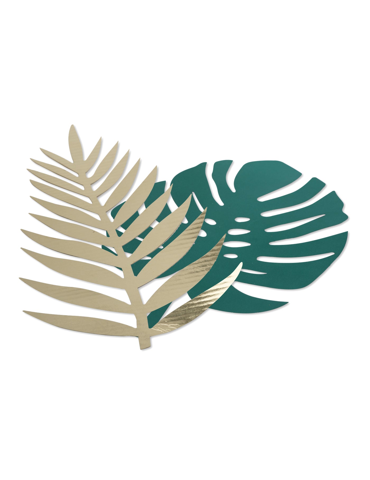 6 feuilles tropicales vert et or en carton déco de table