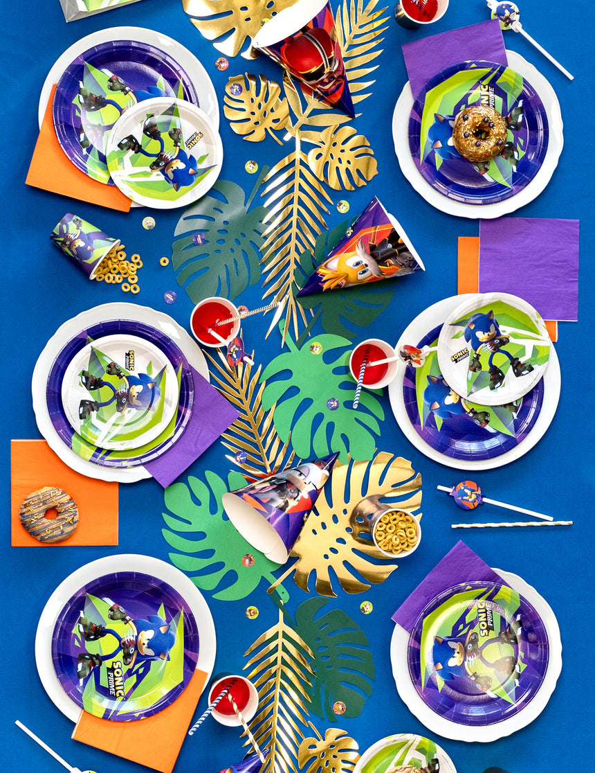 6 feuilles tropicales vert et or en carton déco de table