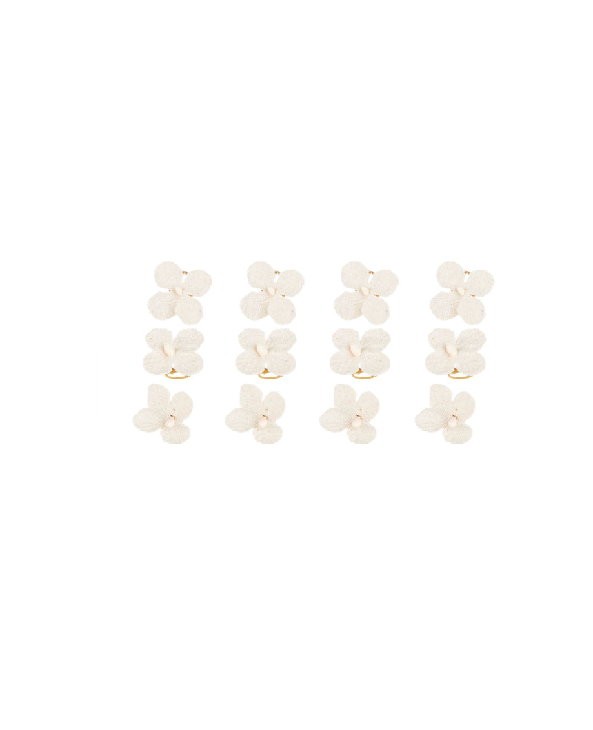12 fleurs artificielles en toile ivoire 3,5 x 12 cm