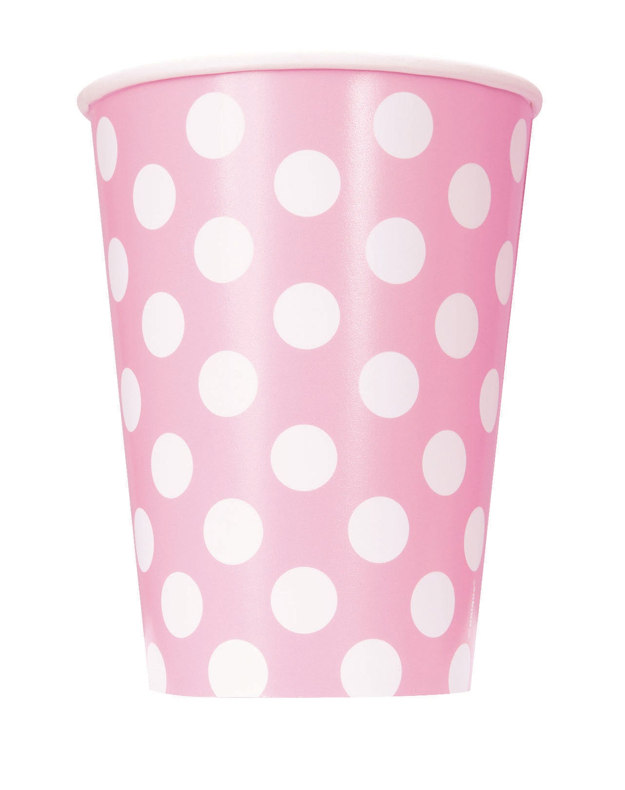 6 Gobelets roses à pois blancs en carton 354 ml