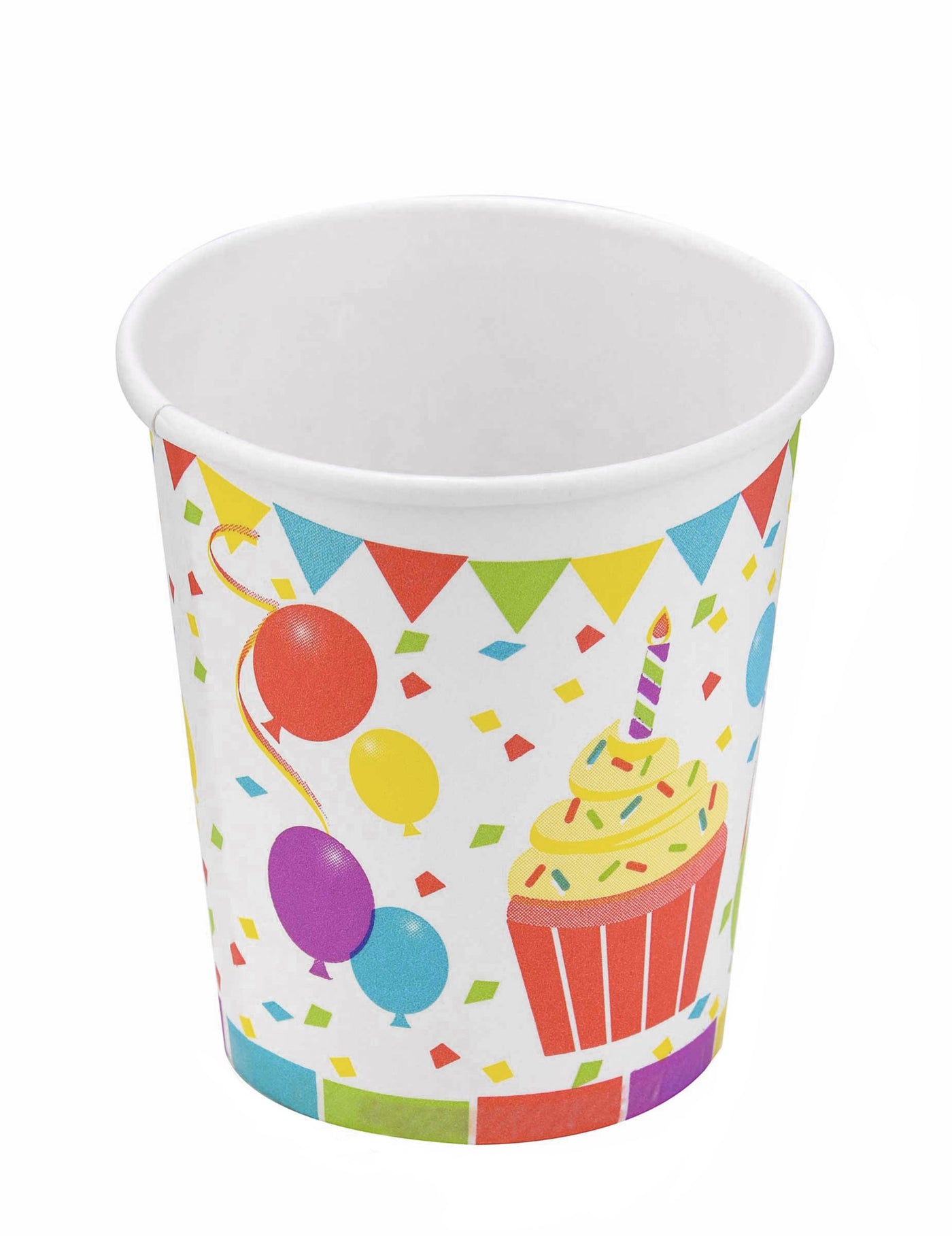 6 gobelets en carton 25cl ballons d'anniversaire et cupcakes
