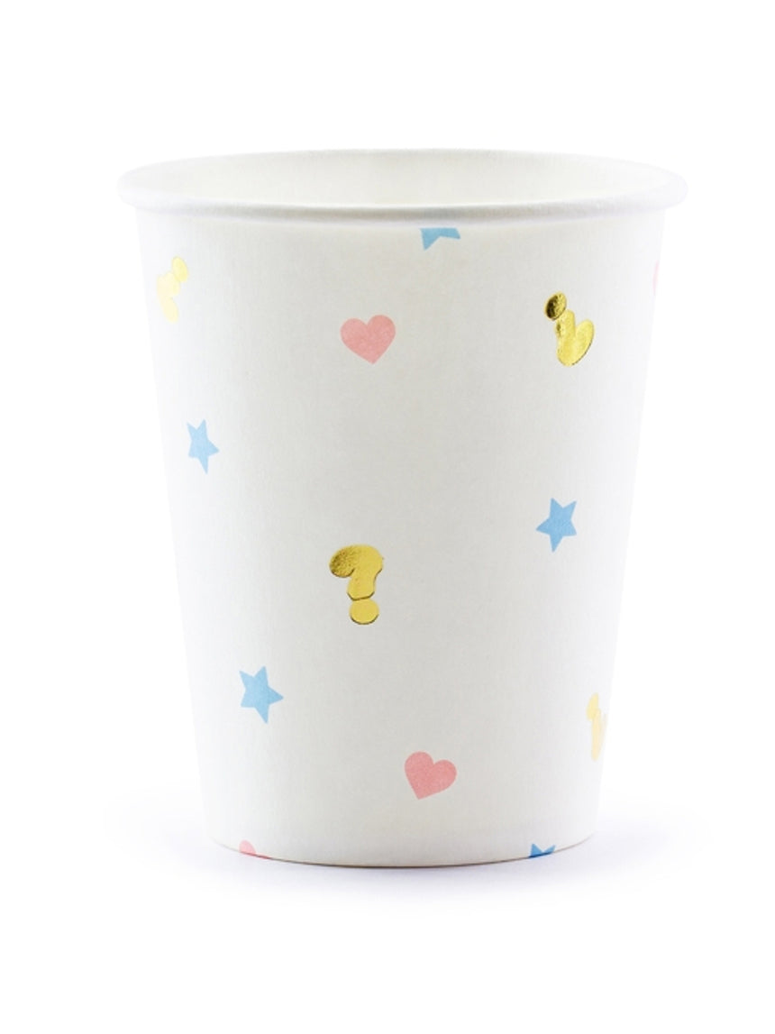 6 gobelets en carton boy or girl blancs 200 ml pour baby shower