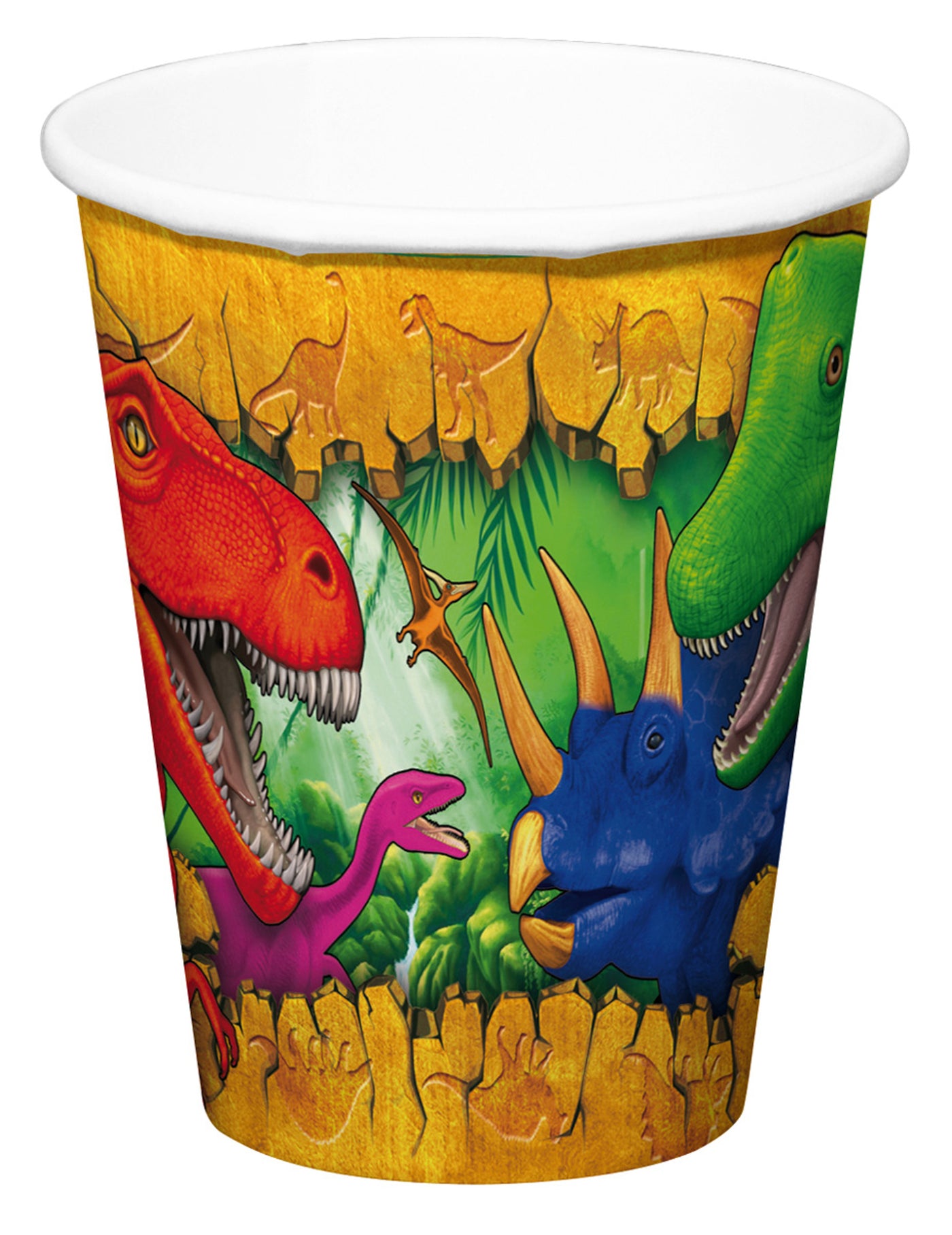 6 Gobelets en carton Dinosaures 250 ml