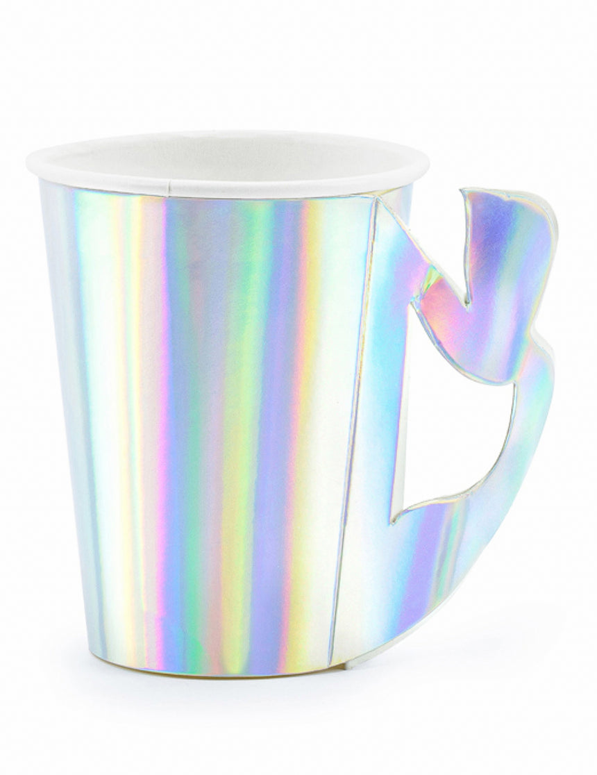 6 Gobelets en carton sirène holographique 220 ml