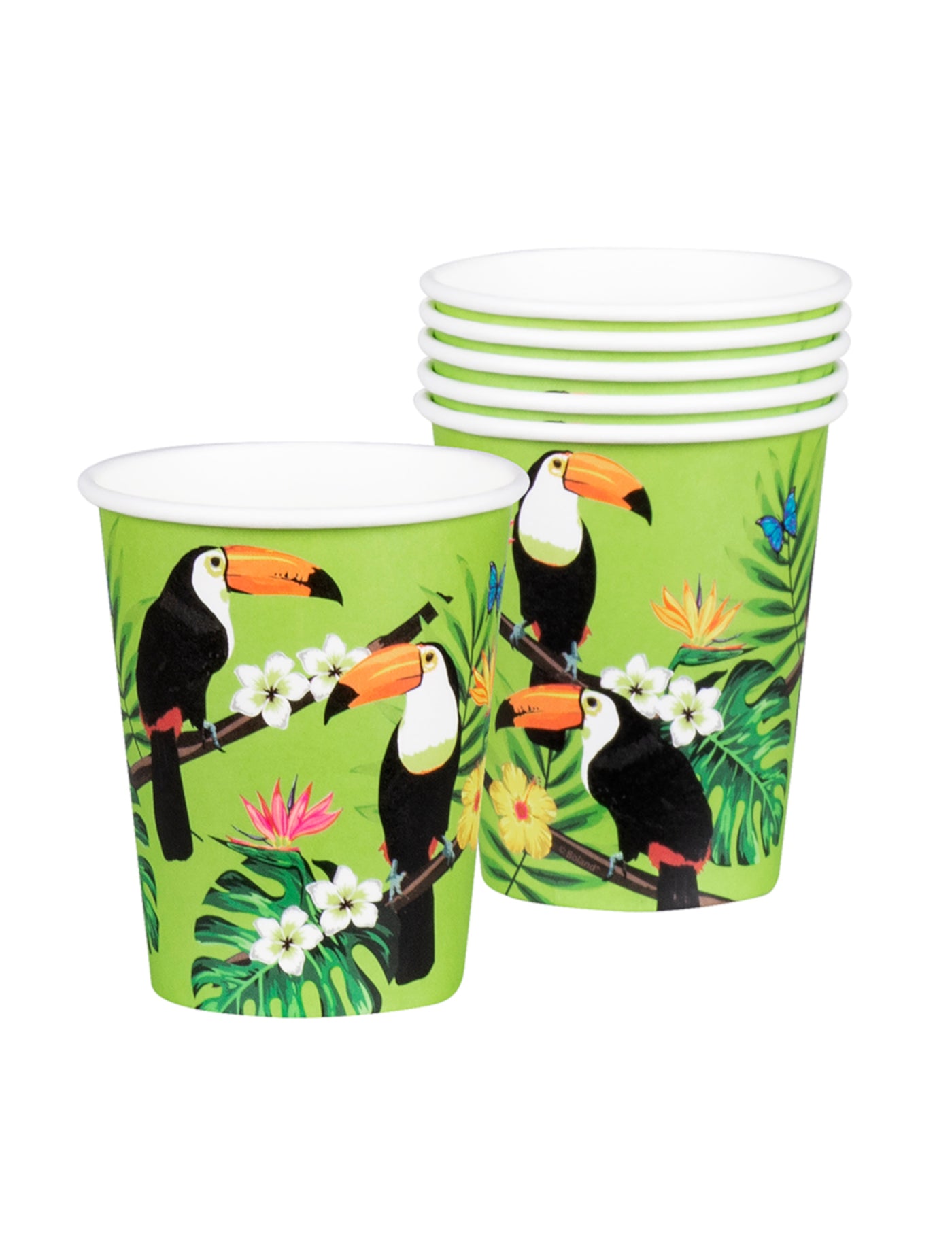 10 Gobelets en carton toucan verts 21 cl