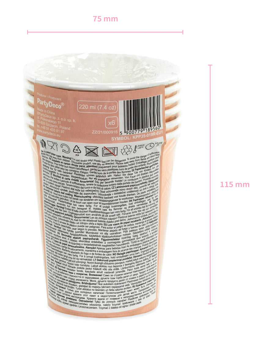 6 gobelets rose gold 220 ml