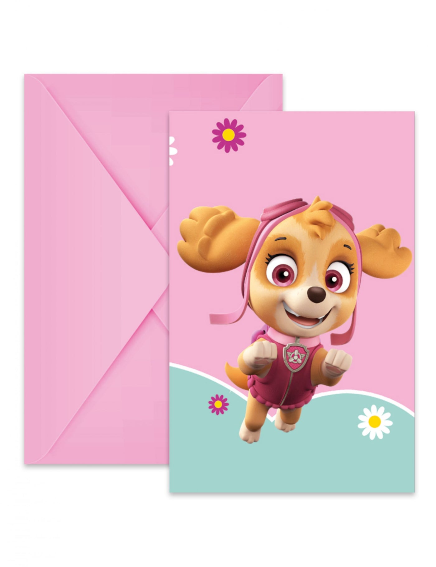 6 Invitations avec enveloppes Pat'Patrouille Stella et Everest