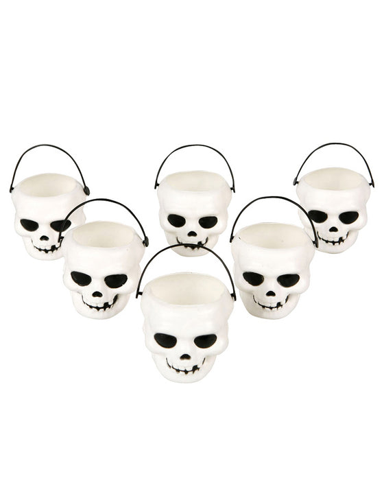 6 Mini seaux tête de mort Halloween