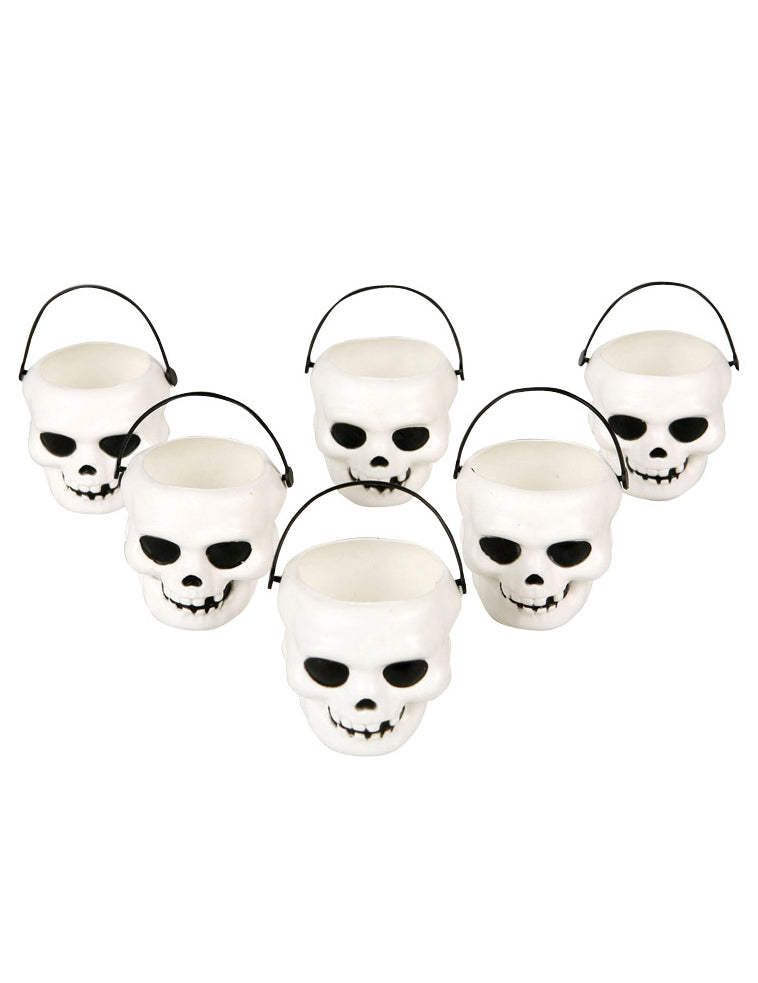 6 Mini seaux tête de mort Halloween