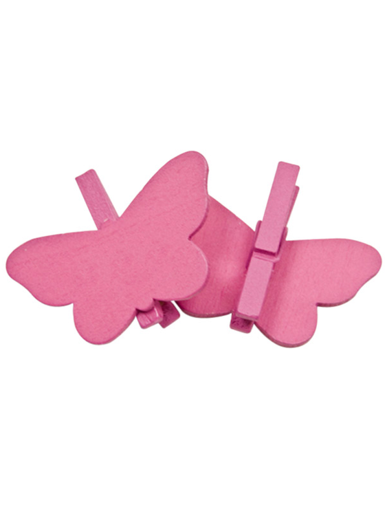 6 papillons sur pince à linge fuchsia marque-places
