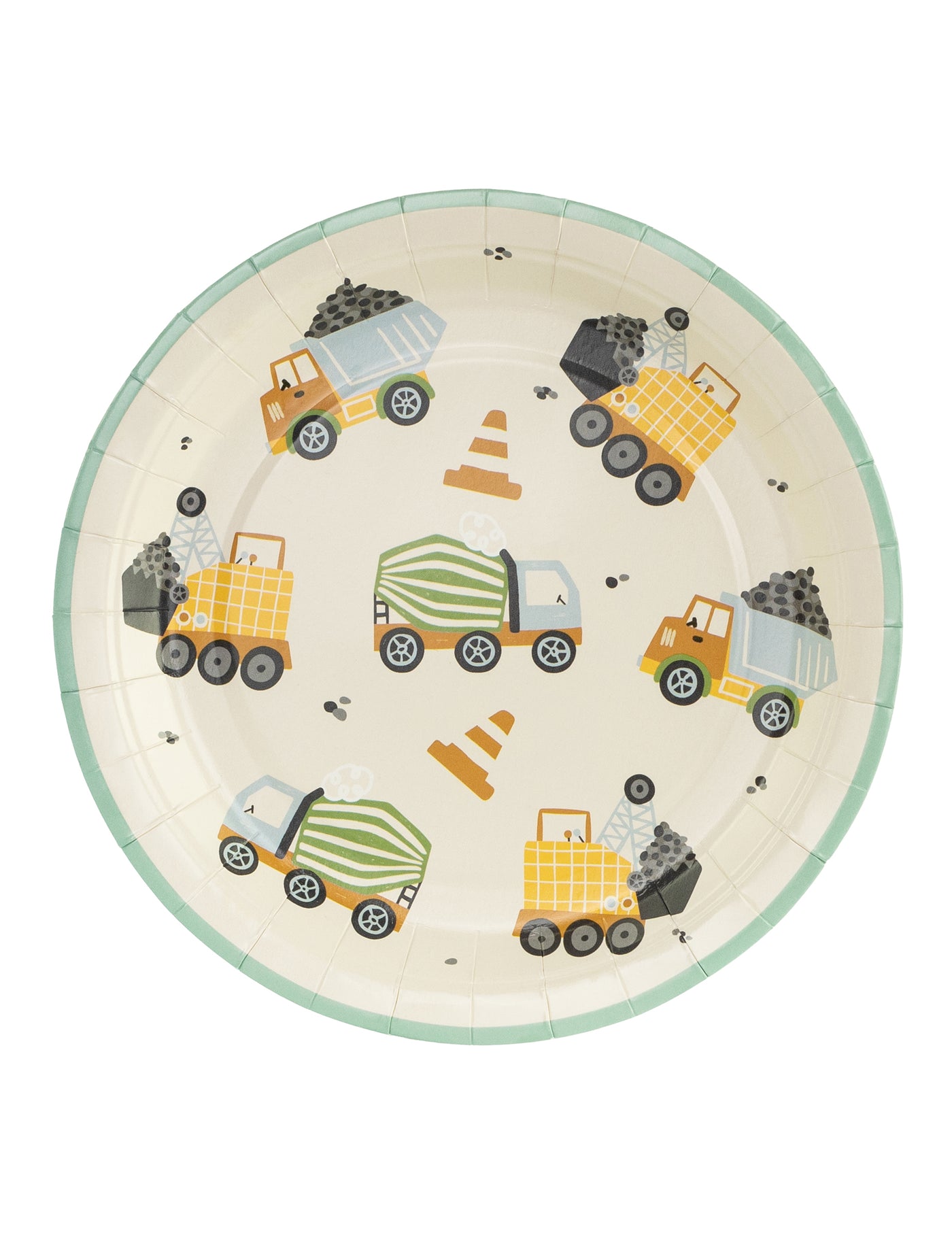 6 petites assiettes camions de chantier 18 cm