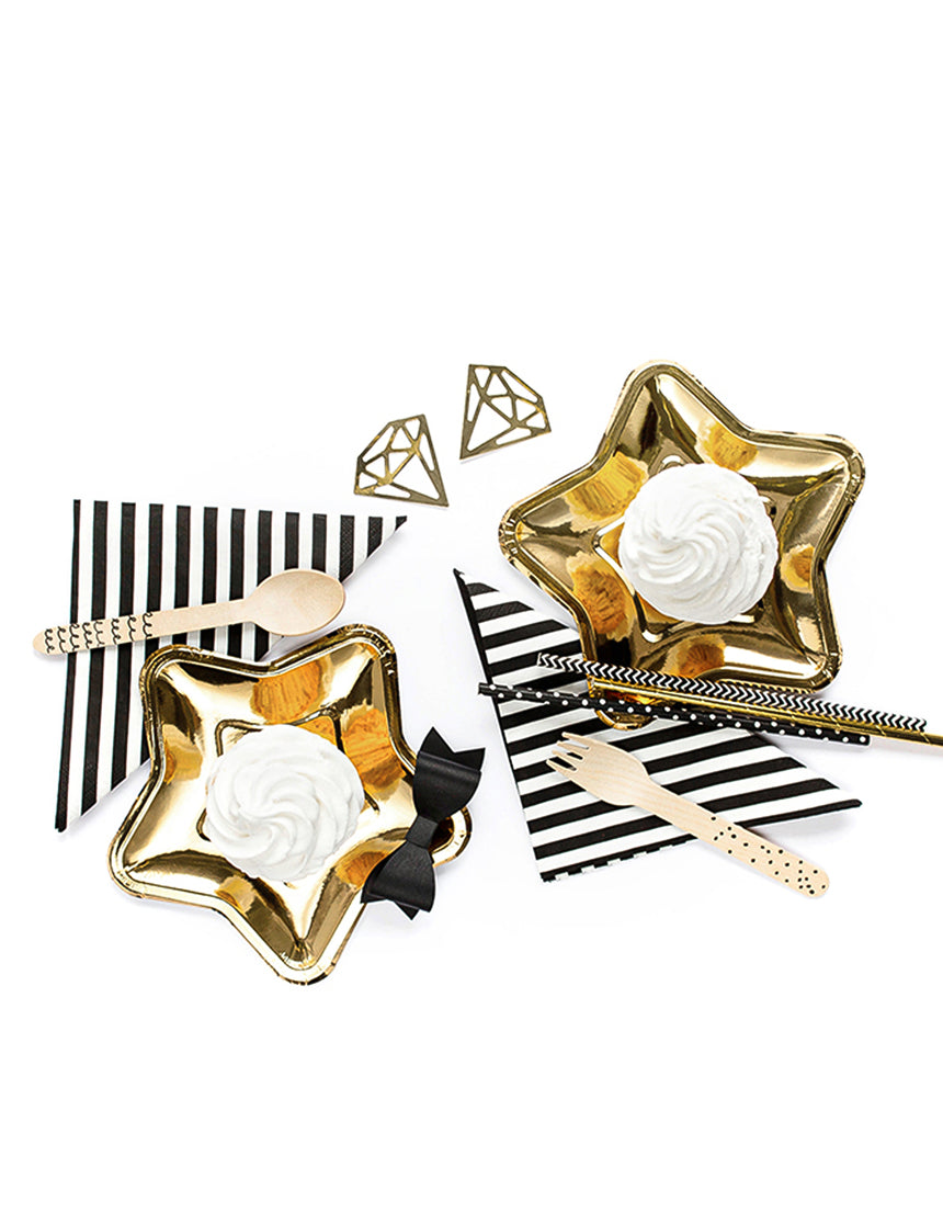 6 Petites assiettes en carton étoile métallique doré 18 cm