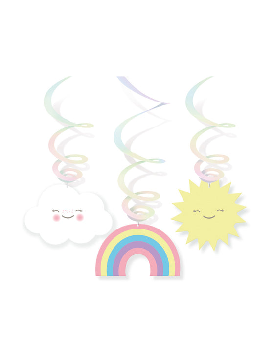 6 suspensions en spirales petit nuage couleurs pastel