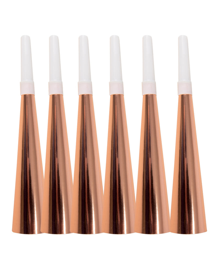 6 Trompettes en carton rose gold 19 cm