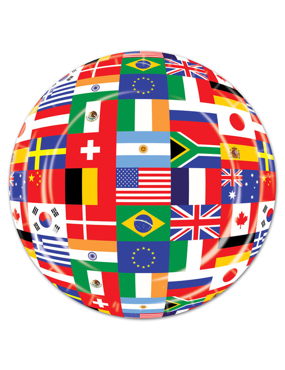 8 Assiettes drapeaux pays du monde 23 cm