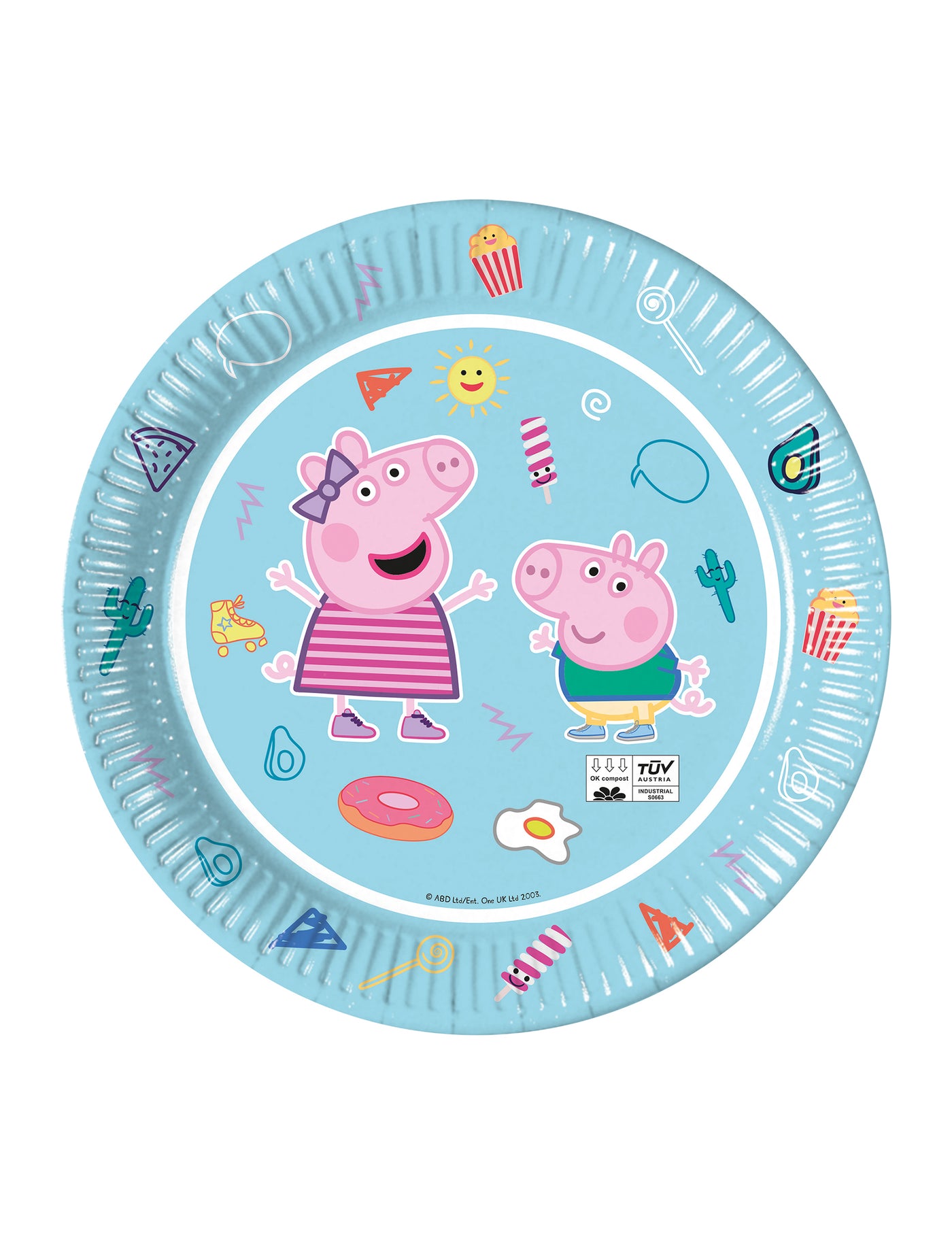 8 Assiettes en carton Peppa Pig bleues 23 cm