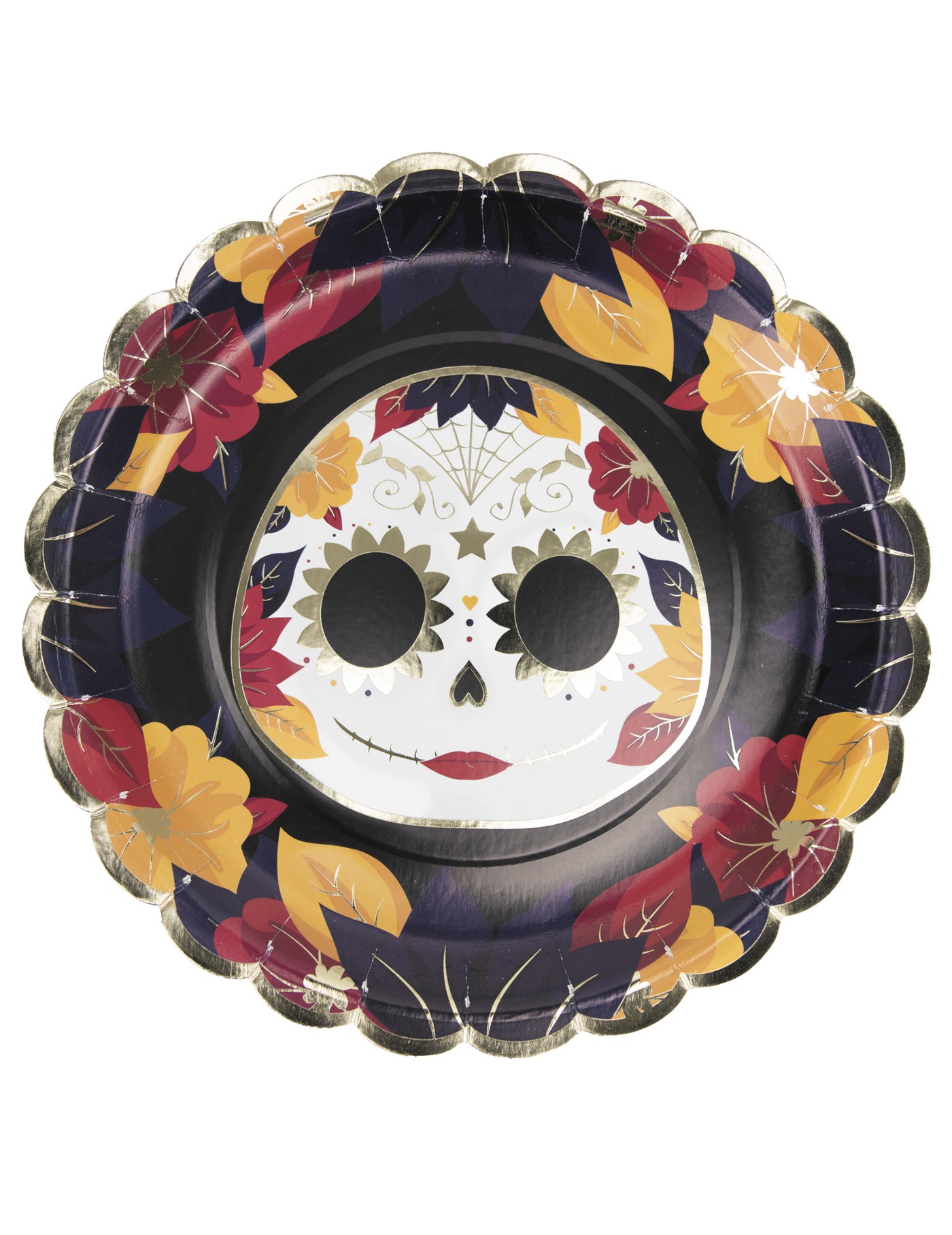 8 Assiettes festonnées en carton Dia de los muertos 23 cm