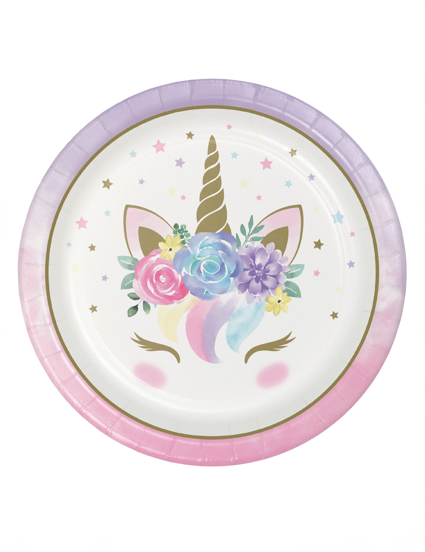 8 Assiettes en carton licorne féerique blanches 23 cm