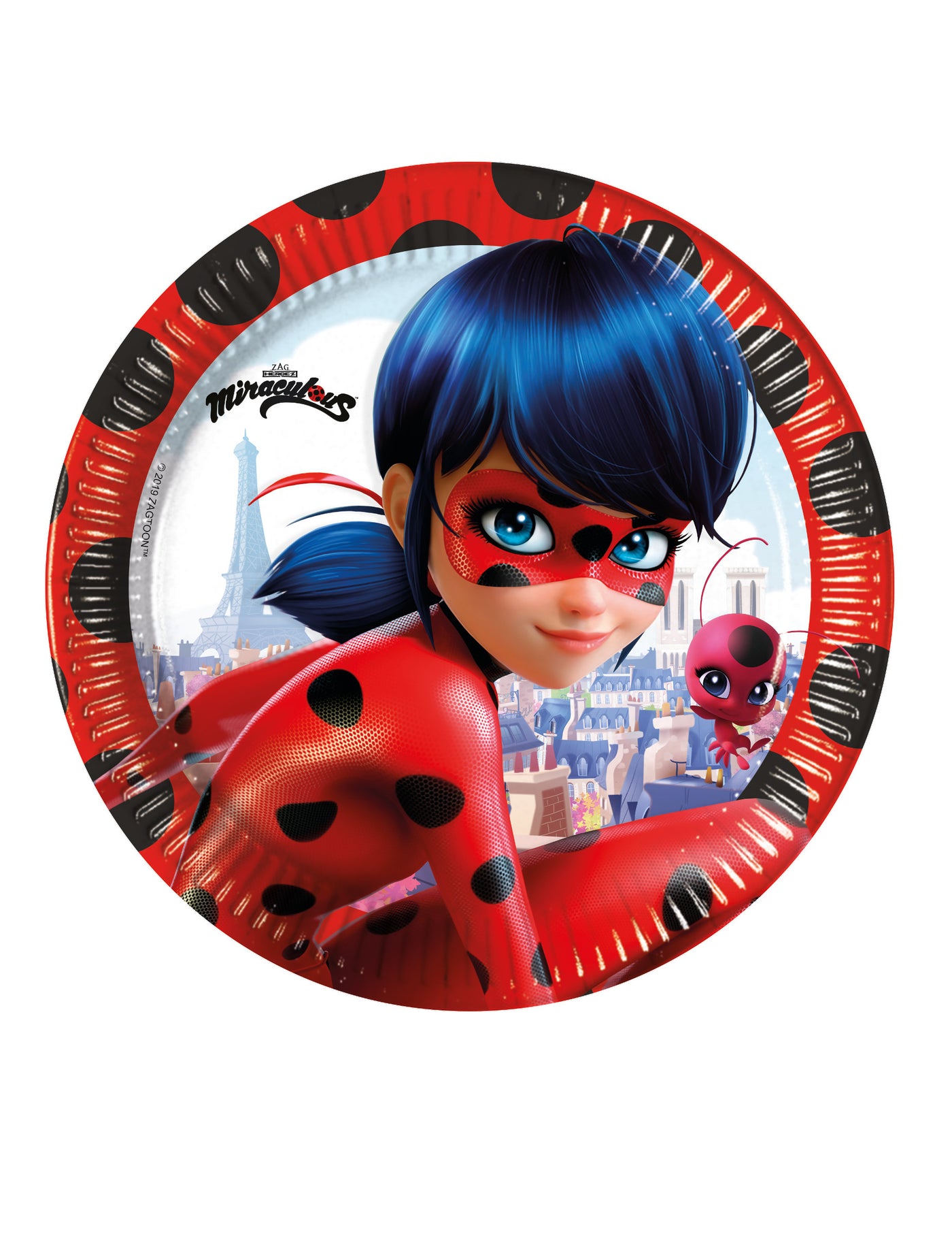 8 Assiettes en carton Miraculous Ladybug 23 cm