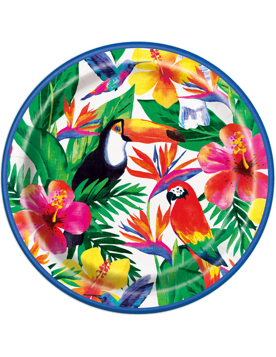 8 Assiettes en carton Palm Tropical Luau 23 cm
