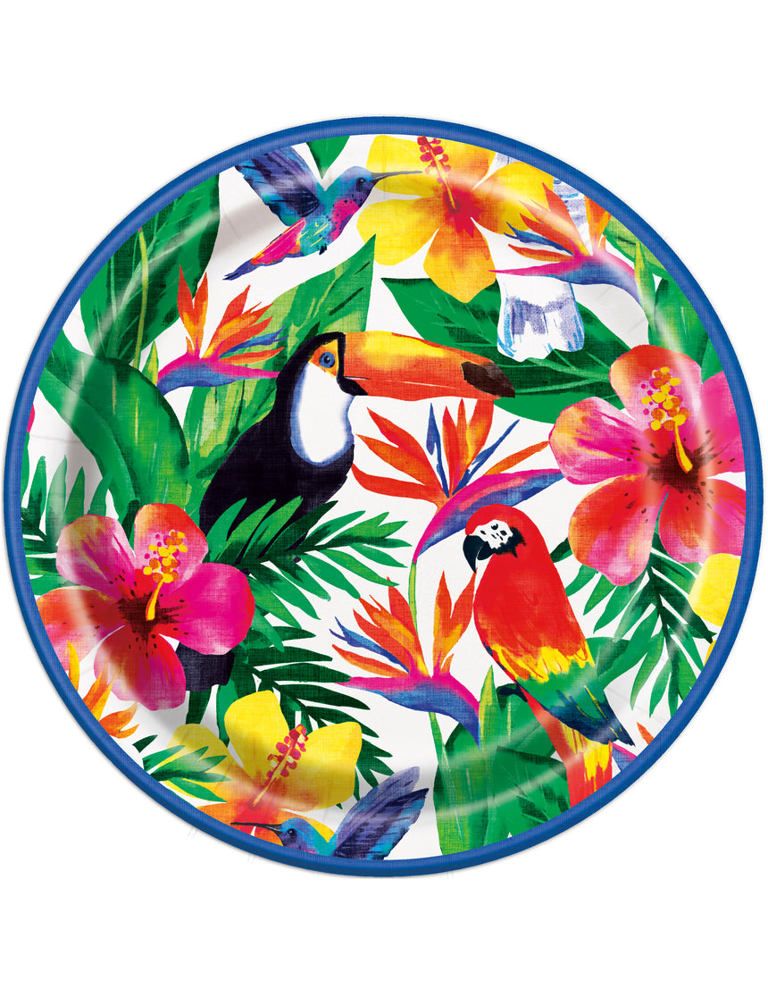8 Assiettes en carton Palm Tropical Luau 23 cm