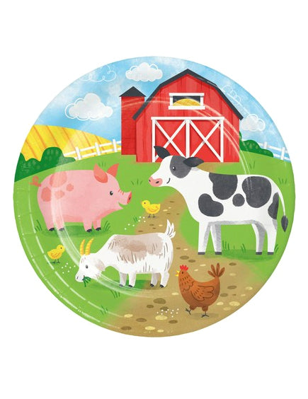 8 assiettes en carton petite ferme 23 cm animaux