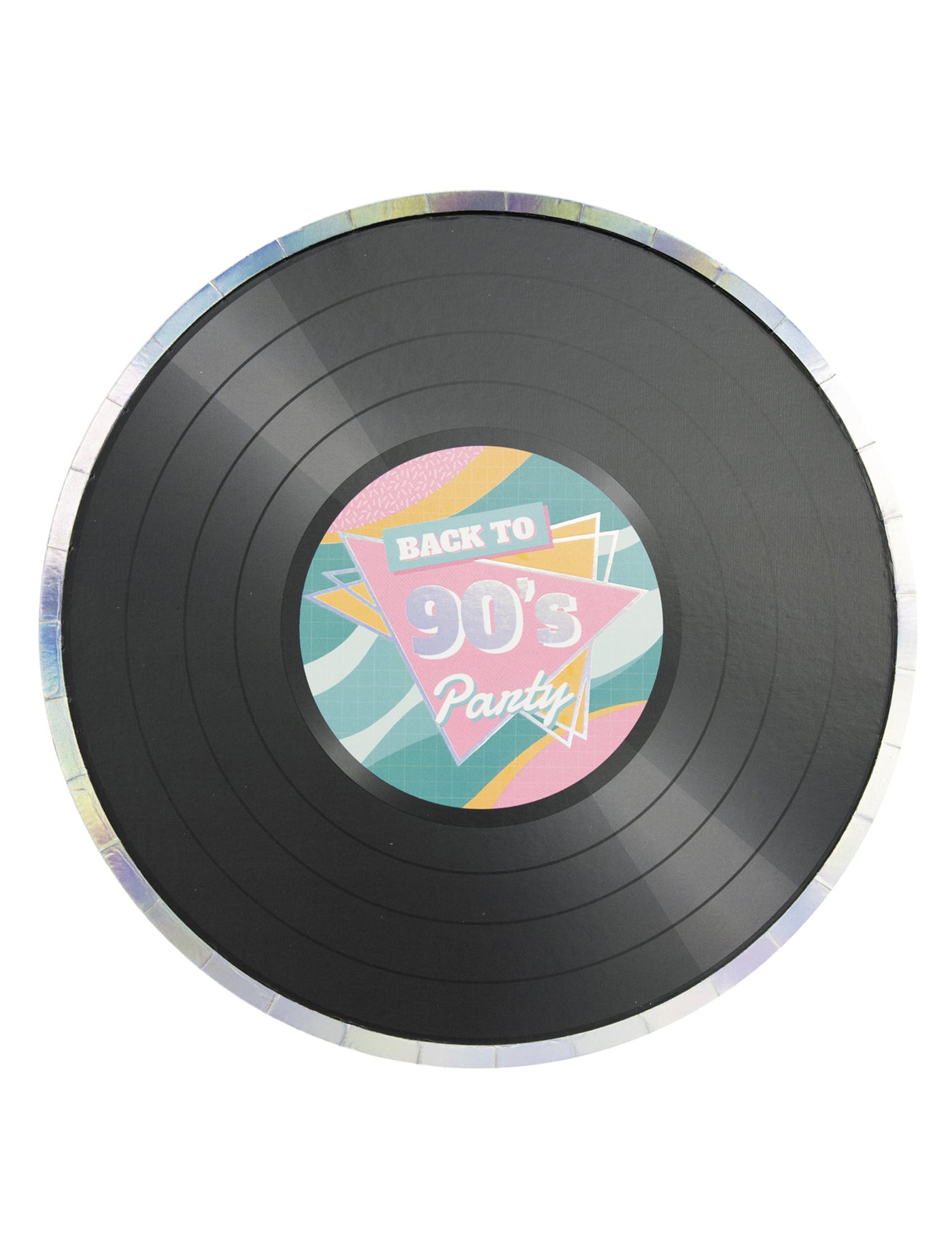8 Assiettes en carton en forme de vinyle années 90