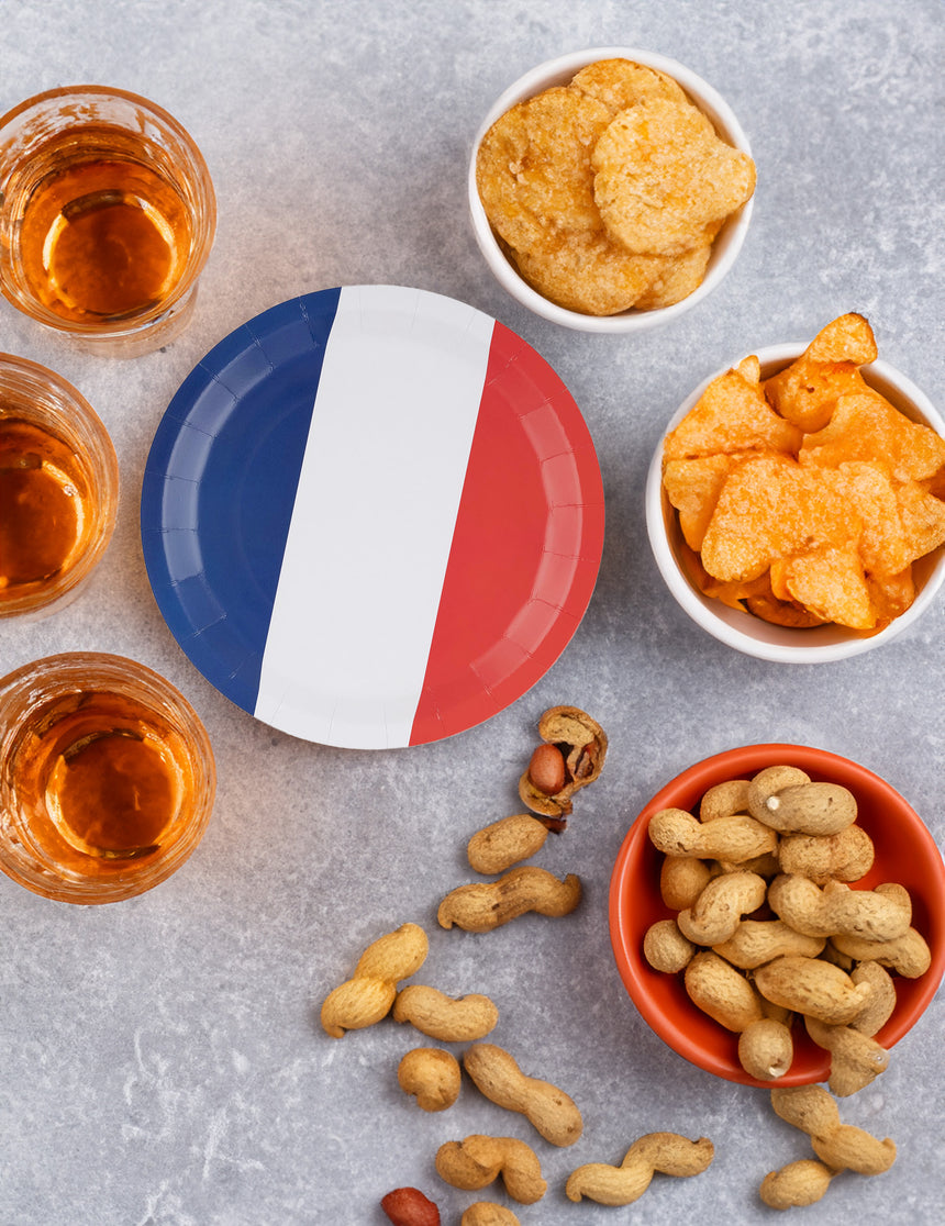 8 assiettes tricolore bleu blanc rouge