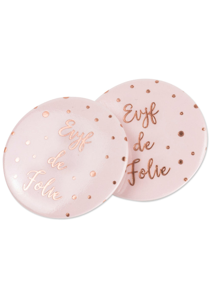 8 Badges EVJF de folie dorure rose gold 5 cm
