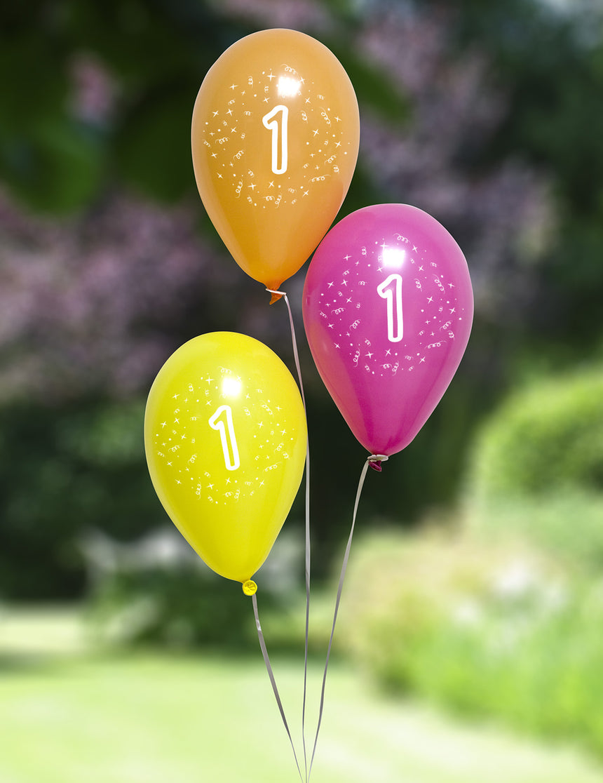 8 Ballons en latex anniversaire 1 an 30 cm