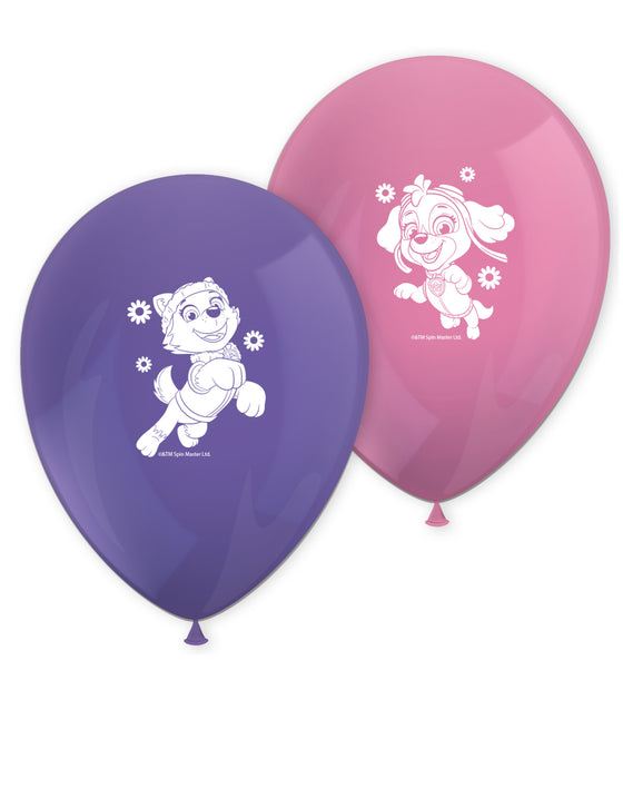 8 Ballons en latex Pat' Patrouille Stella et Everest