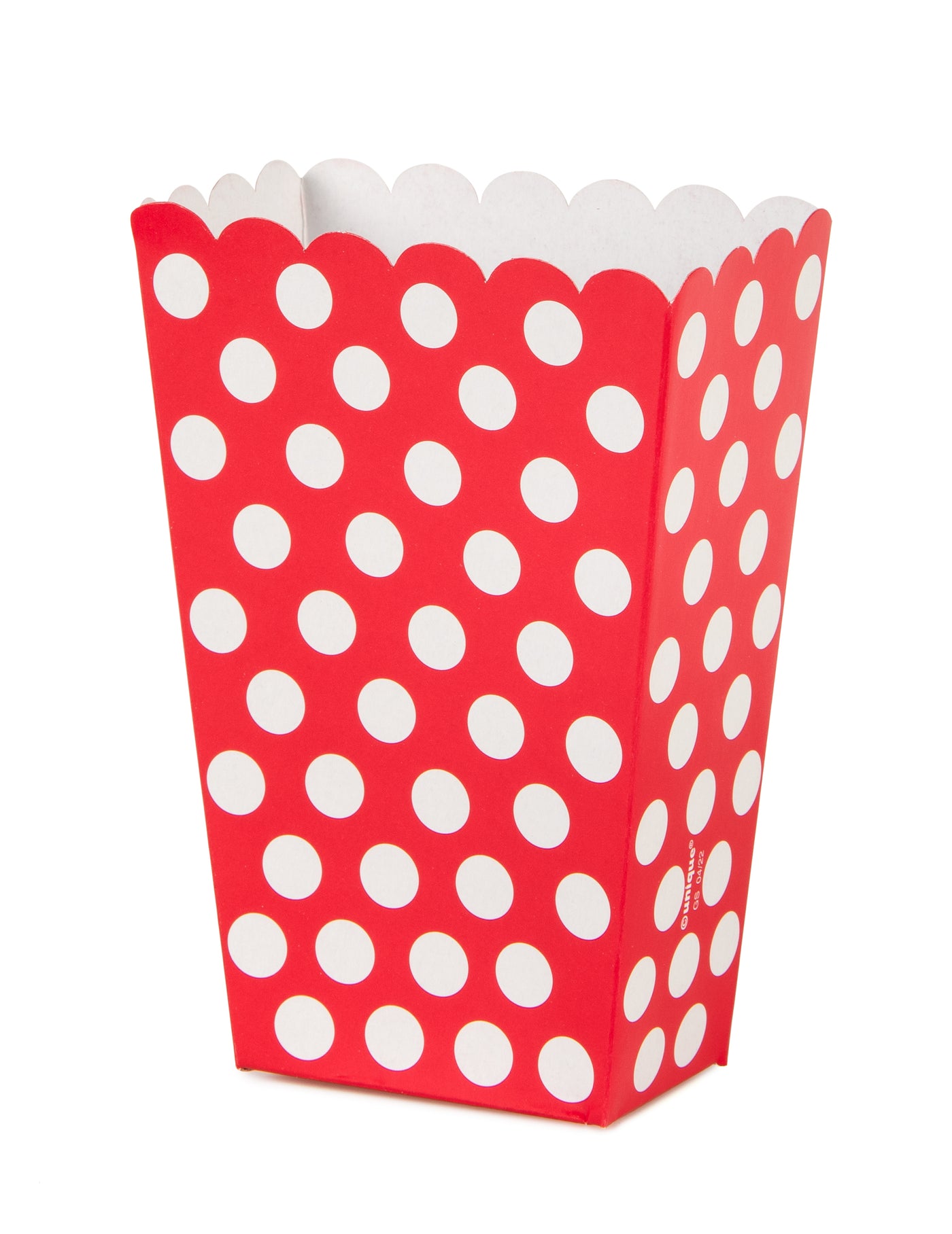 8 boîtes pop corn rouge à pois blanc en carton