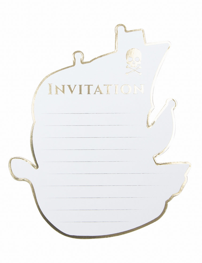 8 Cartes d'invitation bateau pirate 10 x 12 cm