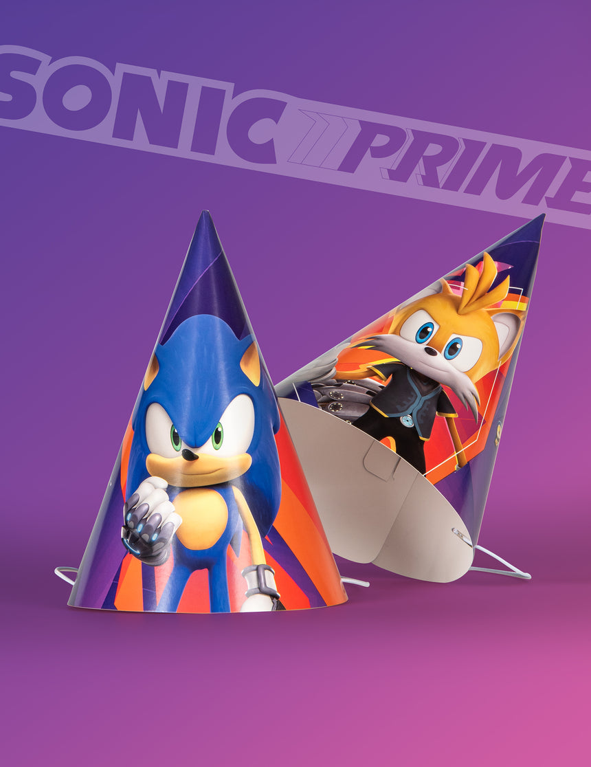 8 Chapeaux de fête Sonic Prime 18 cm
