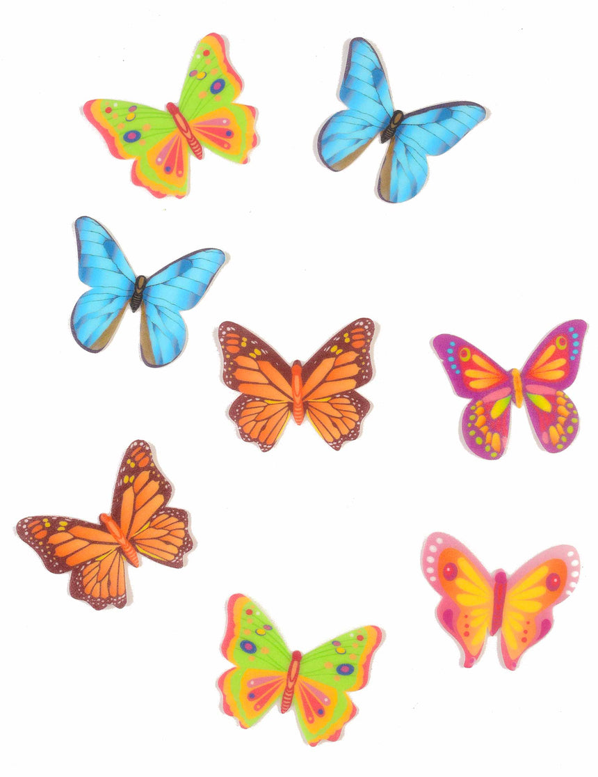 8 Décorations pour gâteau papillons azyme 4 cm