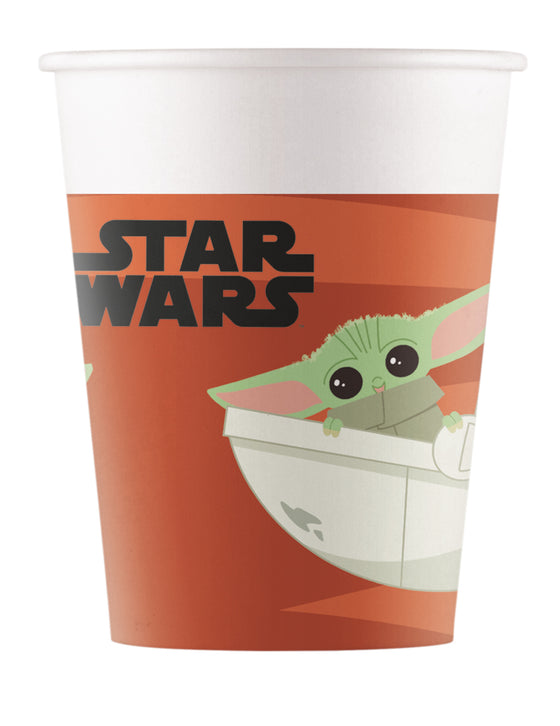 8 Gobelets en carton bébé Yoda The Mandalorian 200ml