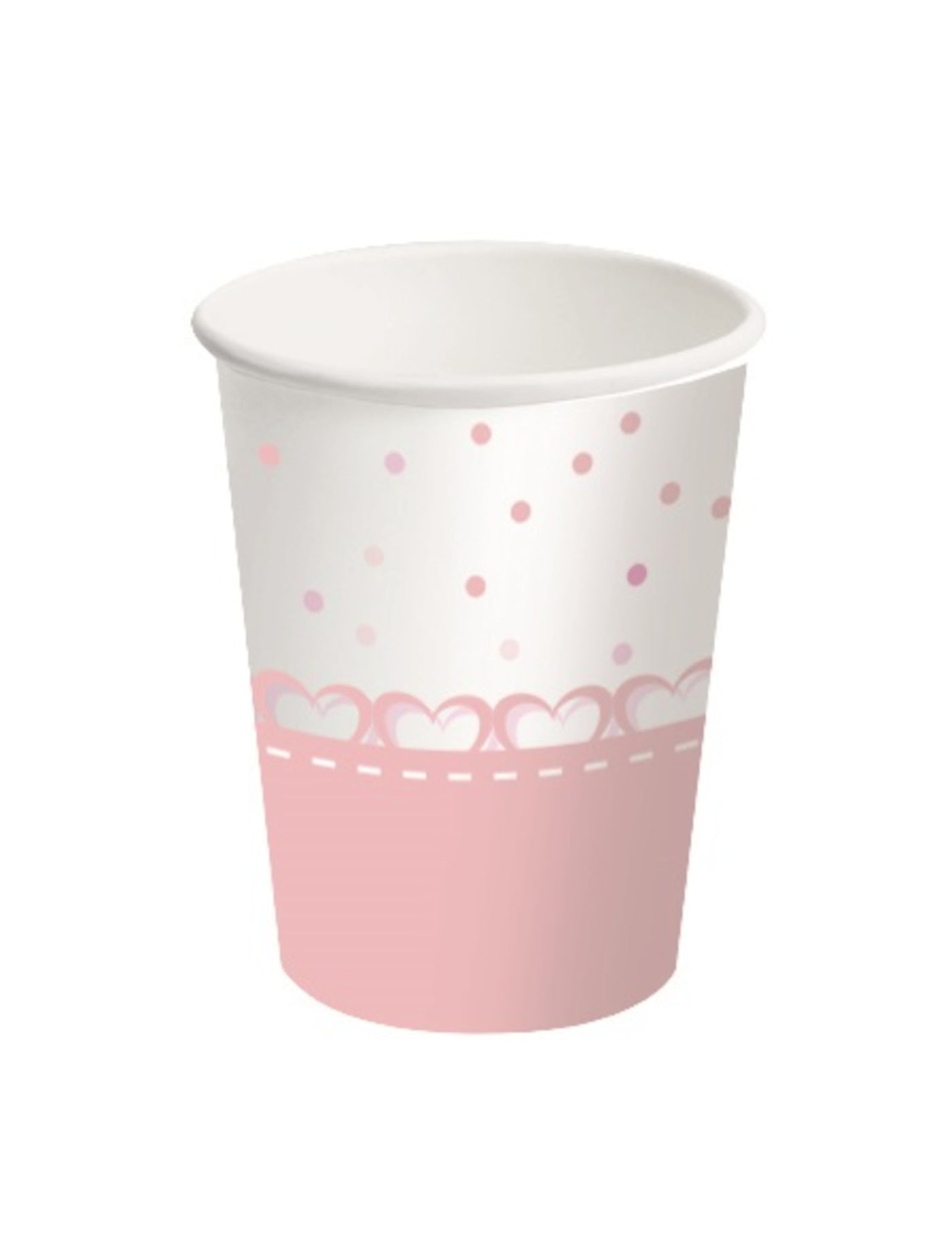 8 Gobelets en carton c?urs roses 250 ml
