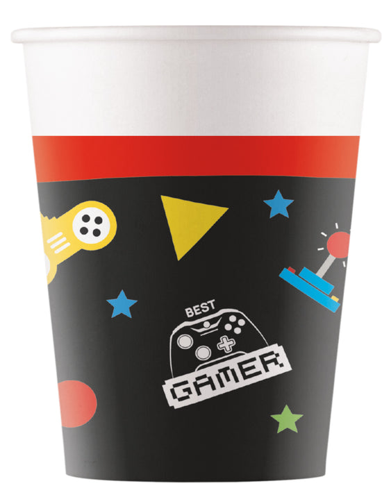 8 Gobelets en carton Gaming party 200 ml