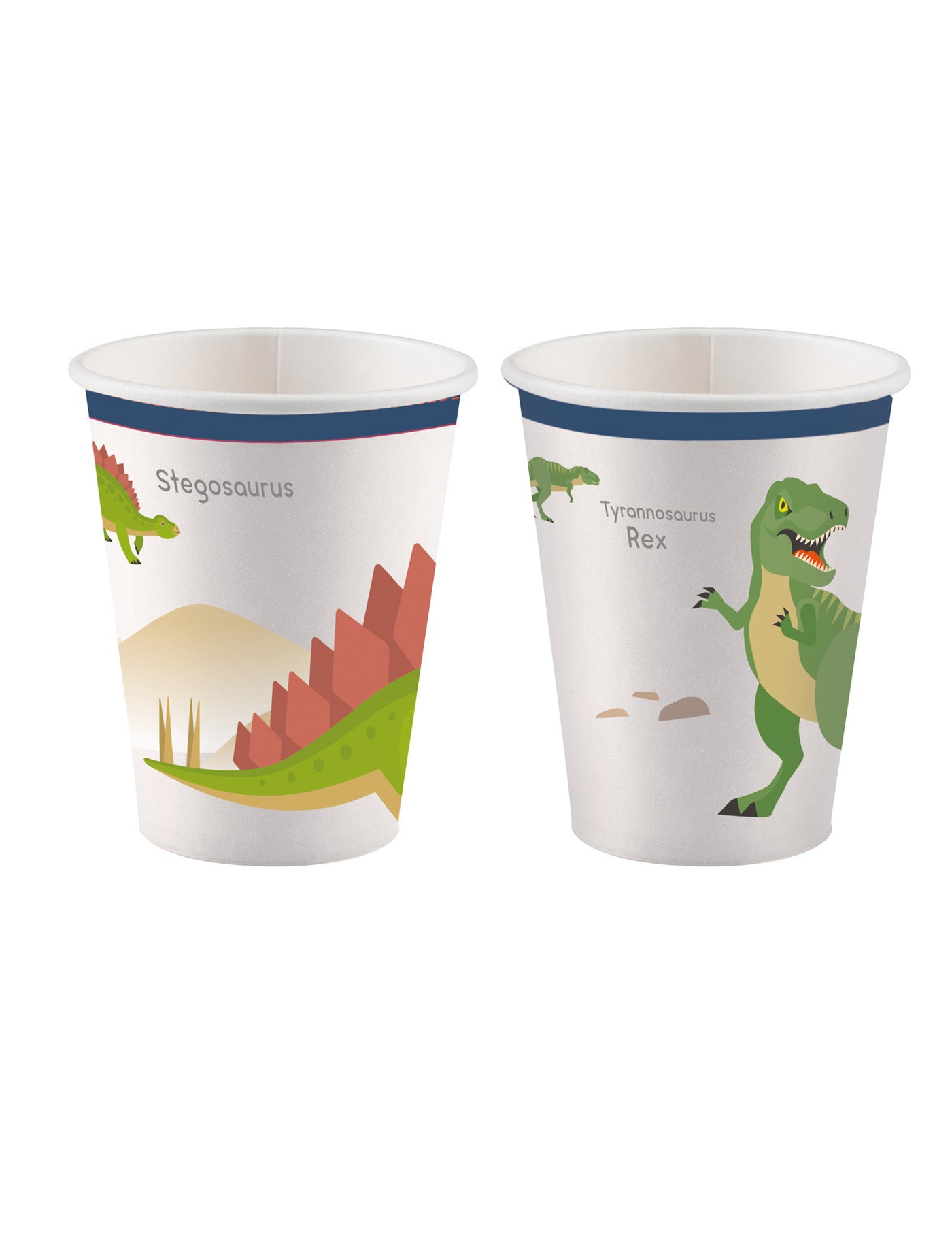 8 gobelets en carton grands dinosaures 250 ml pour anniversaire enfant