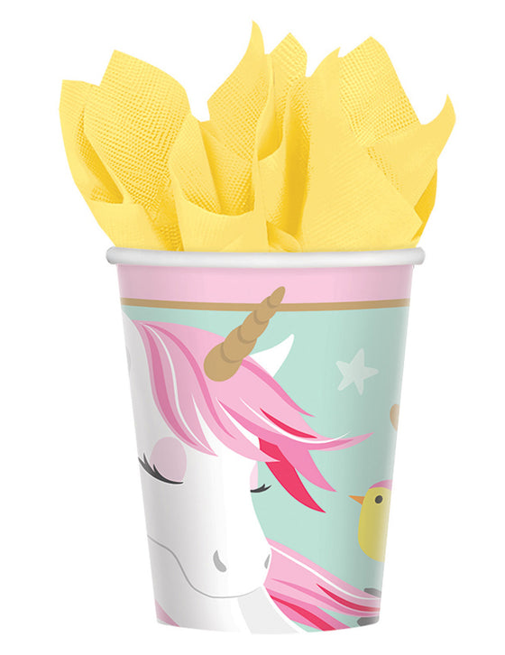 8 gobelets en carton jolie licorne magique 250 ml anniversaire