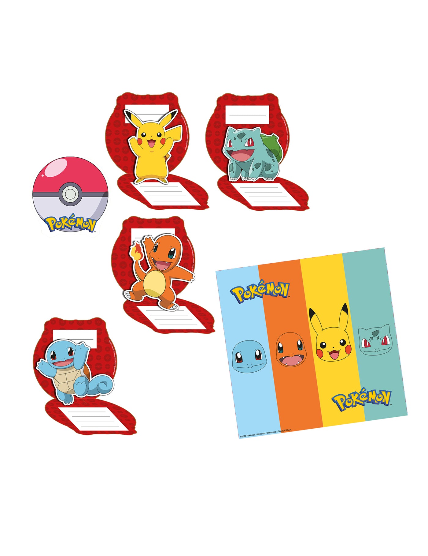 8 Invitations et enveloppes anniversaire Pokémon