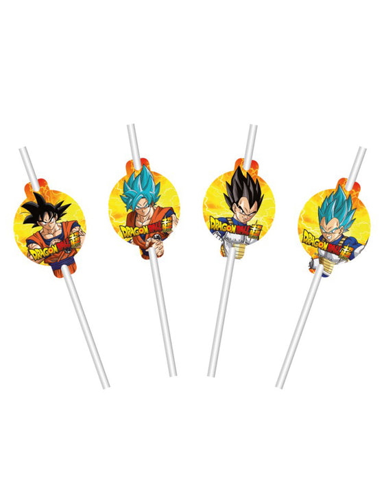 8 Pailles en papier avec médaillons Dragon Ball Z