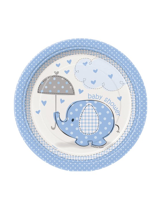 8 Petites assiettes carton Elephant Bleu 18 cm