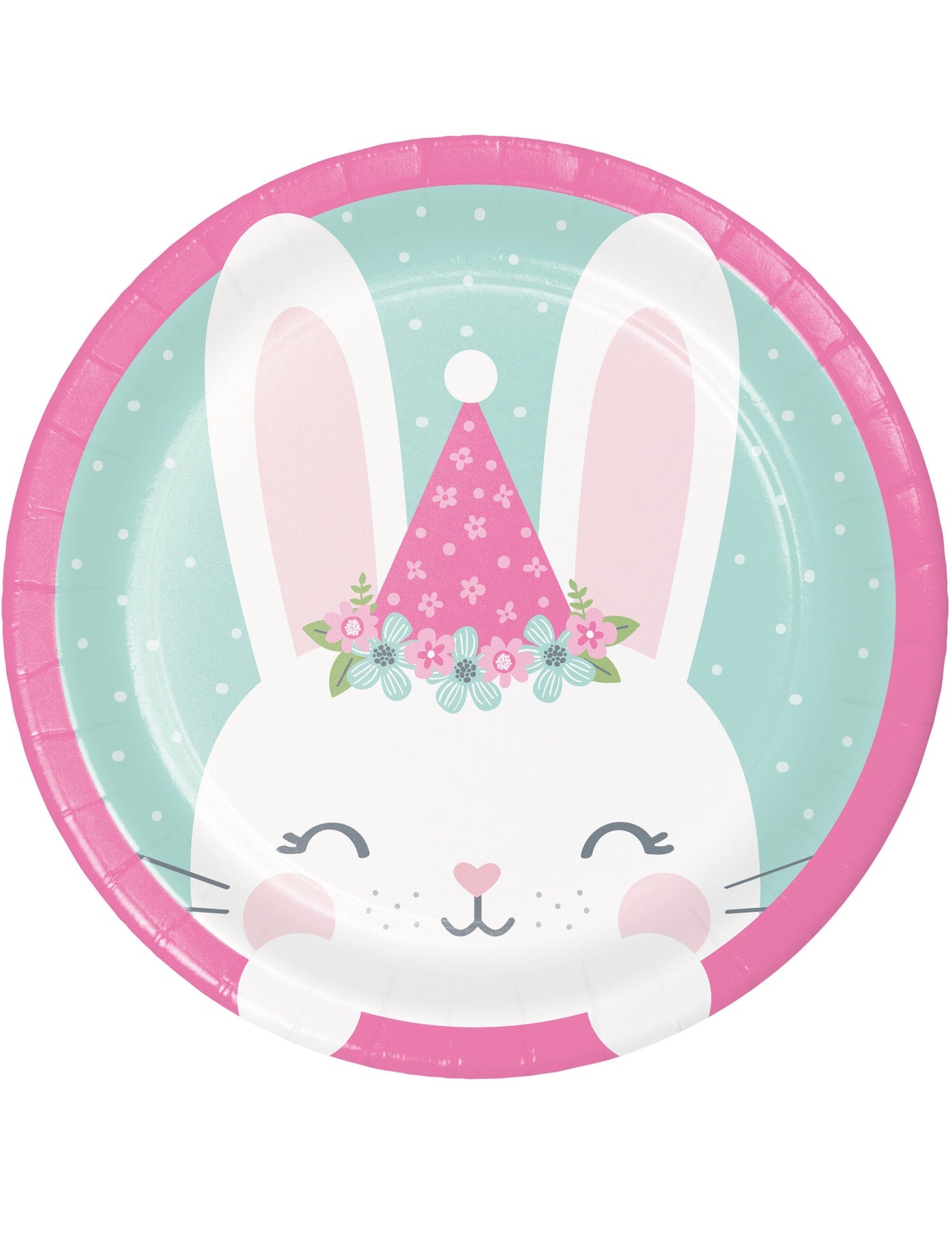 8 Petites assiettes en carton petit lapin menthe 18 cm pour anniversaire