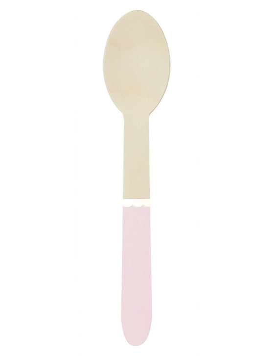 8 Petites cuillères en bois rose pastel