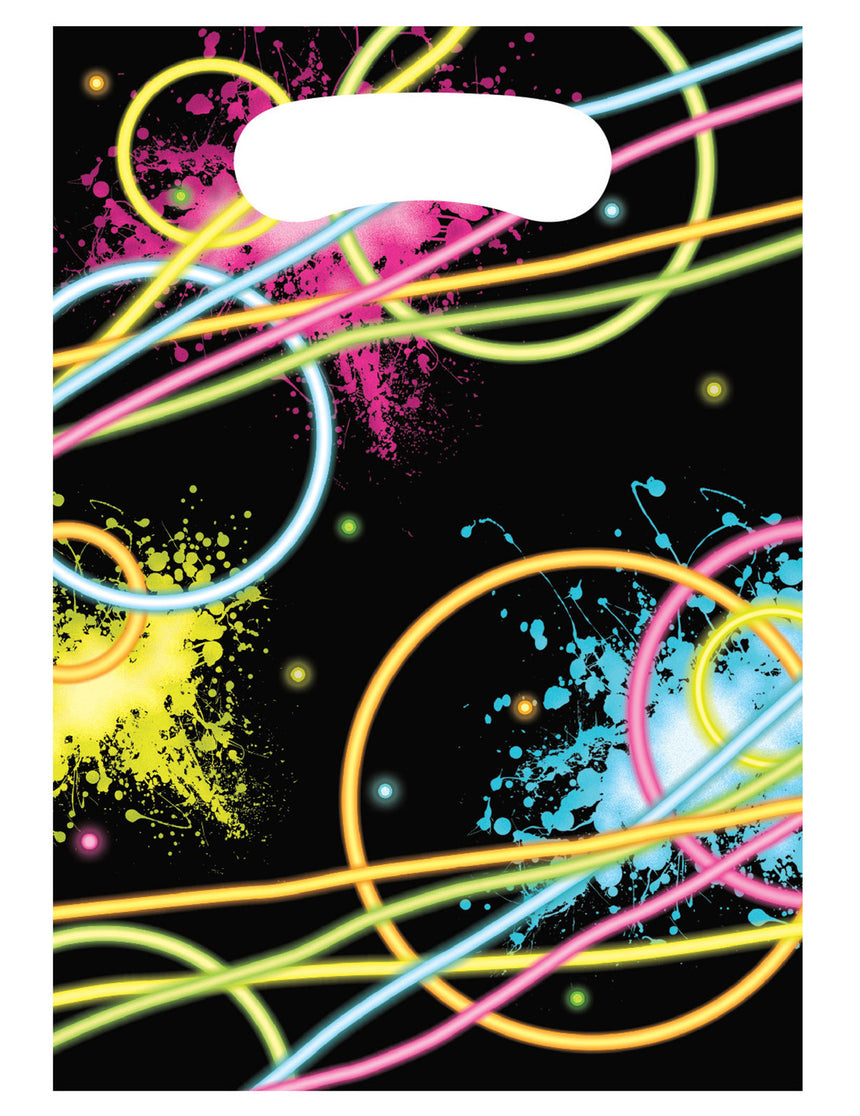 8 Sacs cadeaux en plastique Glow Party 16.5 x 22.8 cm