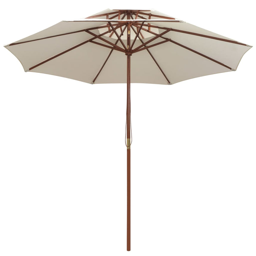 Dubbeldekker Parasol 270X270 Cm Houten Paal Wit