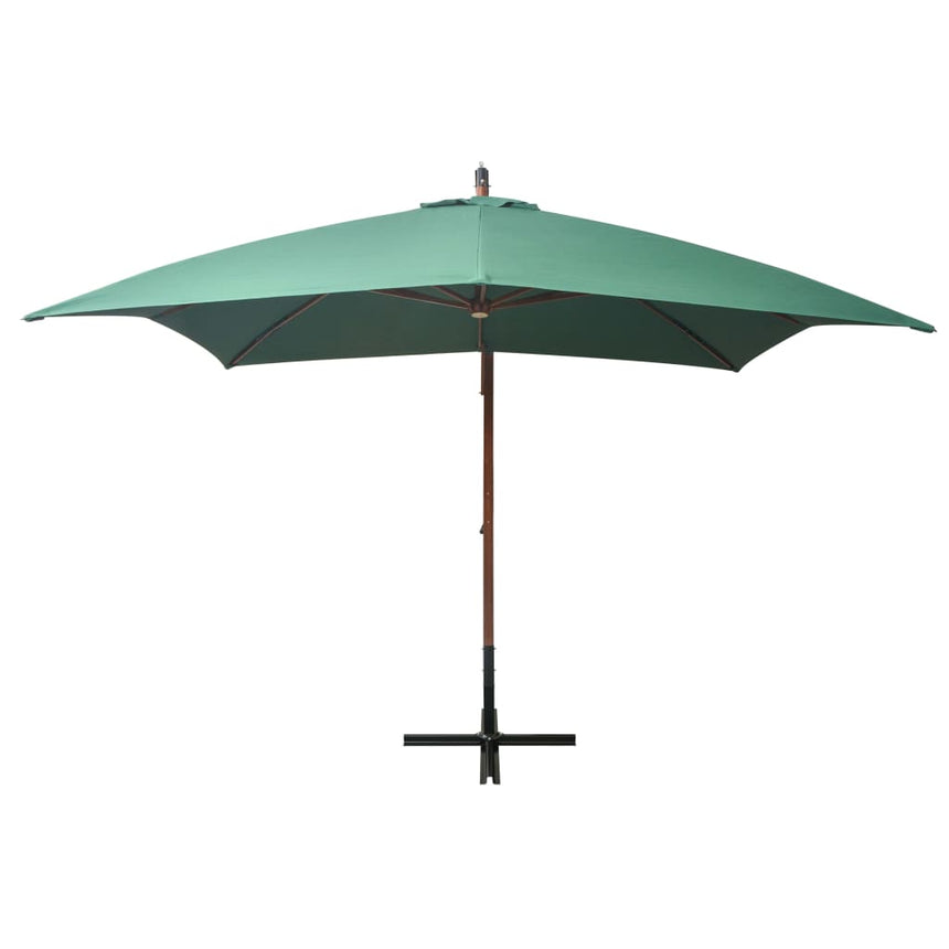 Zweefparasol Met Houten Paal 300X300 Cm Groen Grijs Sonoma